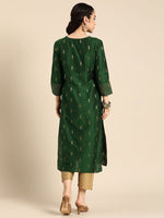 Thumbnail for Anouk Women Green & Gold-Toned Ethnic Motifs Dobby Kurta