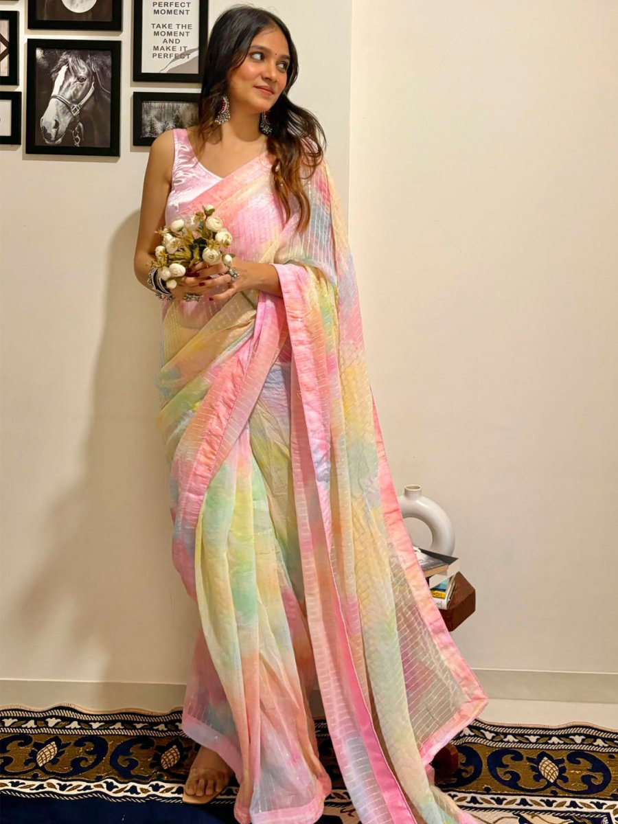 Anouk Embellished Sequinned Pure Georgette Designer Saree - Distacart