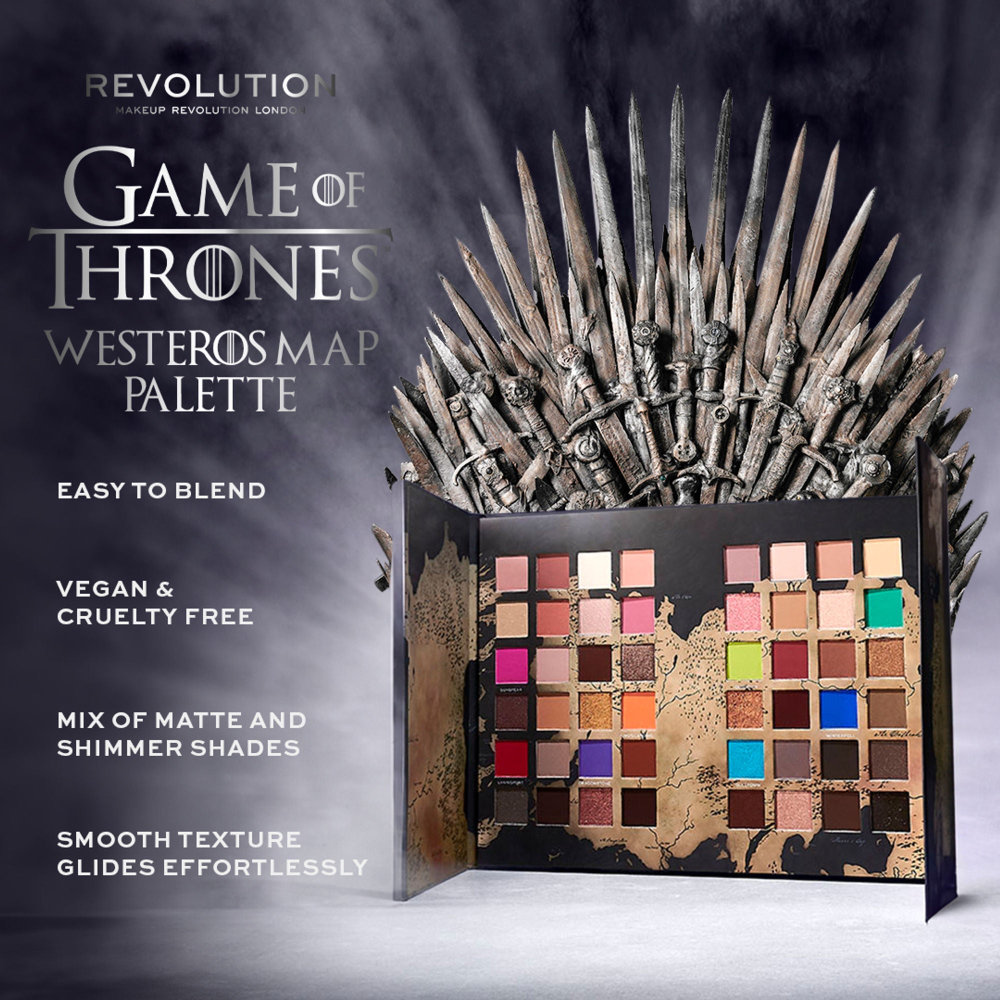 Makeup Revolution X Game Of Thrones Westeros Map Palette