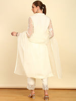 Thumbnail for Soch Floral Embroidered Sequinned Mandarin Collar Straight Kurta With Trousers & Dupatta - Distacart