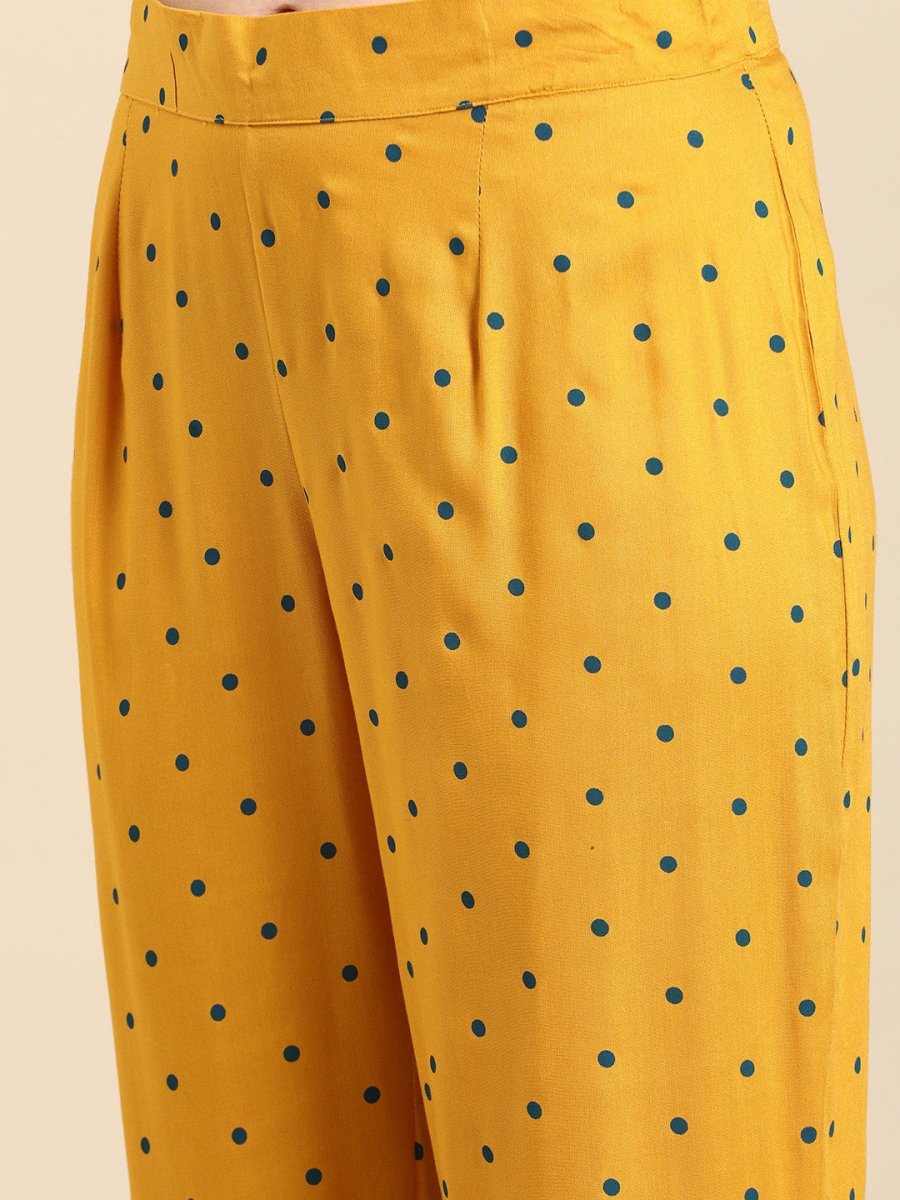 All About You Women Mustard Yellow & White Floral Printed Kurta with Trousers - Distacart