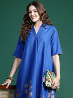 Thumbnail for Sangria Floral Foil Printed Gota Patti Detailed A-Line Kurta - Distacart