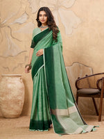Thumbnail for Shree Shyam Fashion Pista Green Linen Saree - Distacart