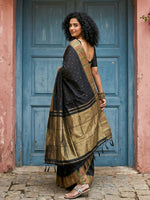 Thumbnail for Shree Shyam Fashion Black Silk Blend Saree - Distacart