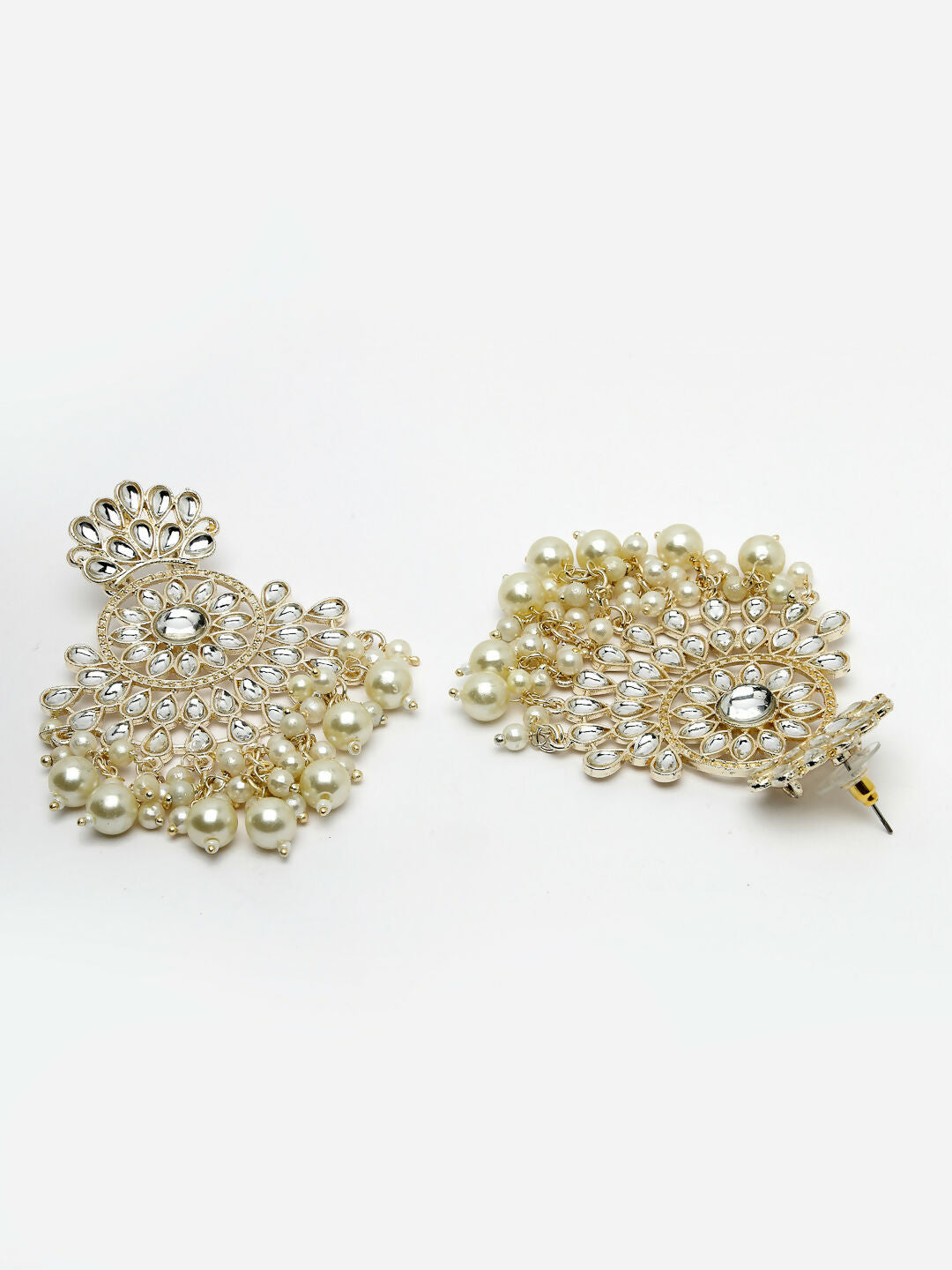 NVR Women Gold-Plated Kundan Chandbali Earrings - Distacart