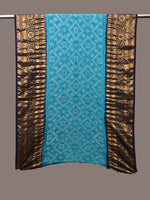 Thumbnail for Dark Blue and Blue Bandhani Kanchipuram Silk Handloom Dupatta with Border Design - Global Threads - Distacart