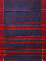 Thumbnail for Dark Blue and Red Bamboo Cotton Saree with Big Checks Design No Blouse - Global Threads - Distacart