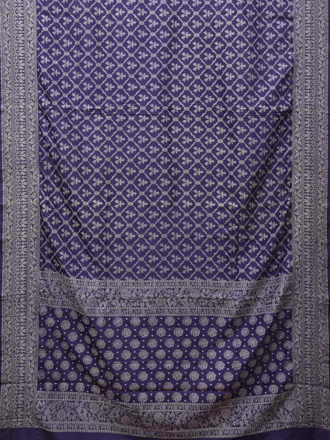 Dark Blue Cut Work Tussar Cotton Handloom Saree with All Over Jamdani Style Design - Global Threads - Distacart