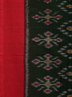 Thumbnail for Dark Green and Red Pochampally Ikat Cotton Handloom Saree with All Over Design - Global Threads - Distacart