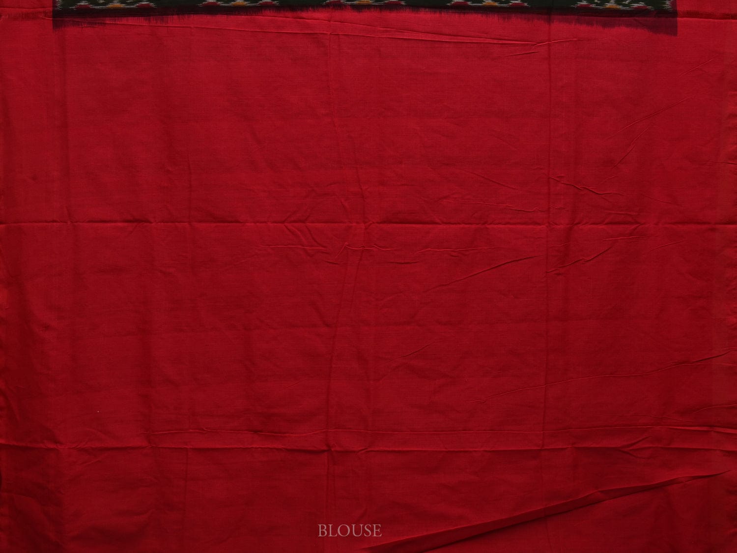 Dark Green and Red Pochampally Ikat Cotton Handloom Saree with All Over Design - Global Threads - Distacart