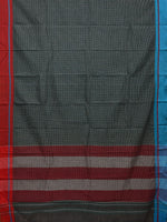 Thumbnail for Dark Green ilkal Cotton Handloom Saree with Checks and Ganga-Jamuna Border Design No Blouse - Global Threads - Distacart