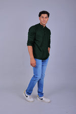 Thumbnail for Bluebird Men's Short Kurta in Dark Green - 100% Pure Cotton
