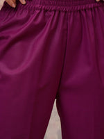 Thumbnail for Vishudh Magenta Ethnic Motifs Embroidered Straight Kurta with Trouser & Dupatta