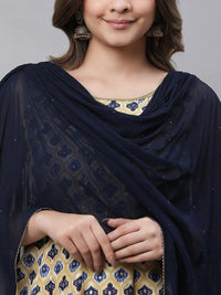 Thumbnail for AURELIA Ethnic Motifs Printed A-line Maxi Ethnic Dress With Attached Dupatta