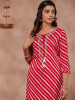 Thumbnail for Anubhutee Striped Thread Work Kurta - Distacart