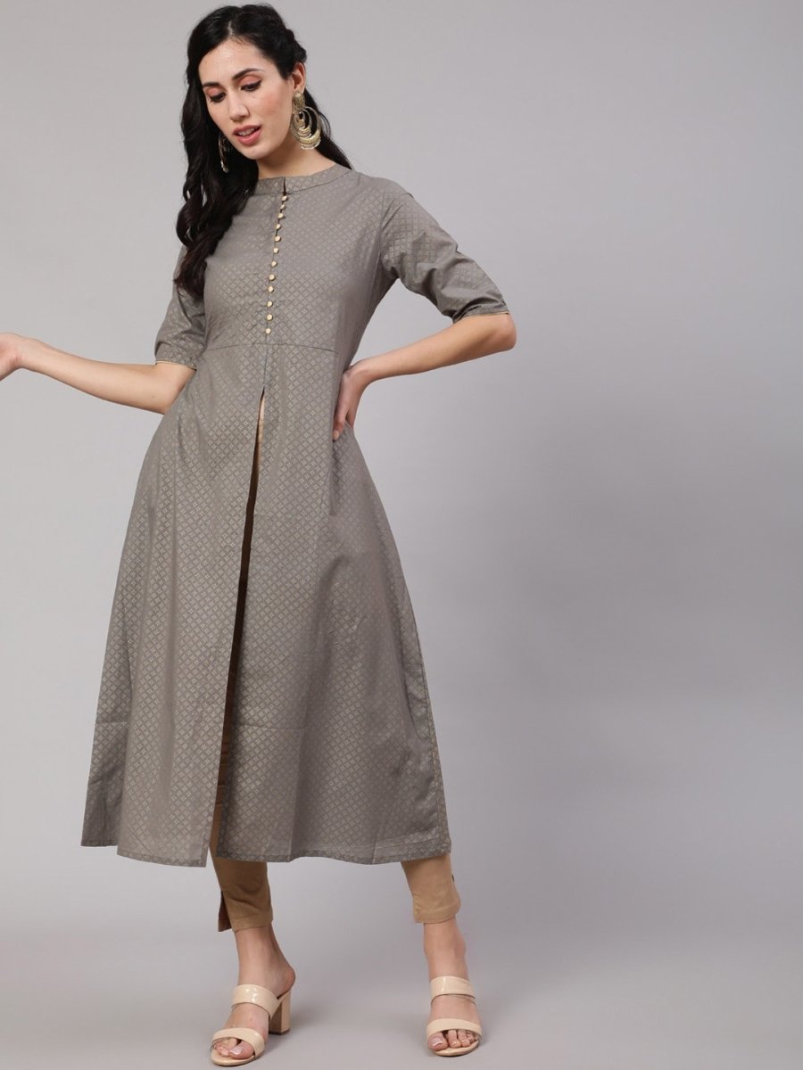 Aks Ethnic Motifs Printed High Slit Fusion Kurta - Distacart