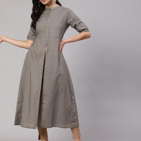 Aks Ethnic Motifs Printed High Slit Fusion Kurta - Distacart