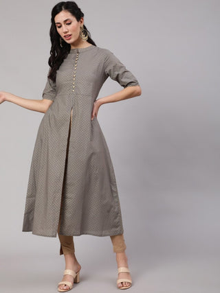 Aks Ethnic Motifs Printed High Slit Fusion Kurta - Distacart
