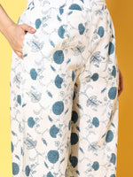 Thumbnail for All About You Blue Floral Printed Gotta Patti Pure Cotton Kurta With Trousers & Dupatta - Distacart