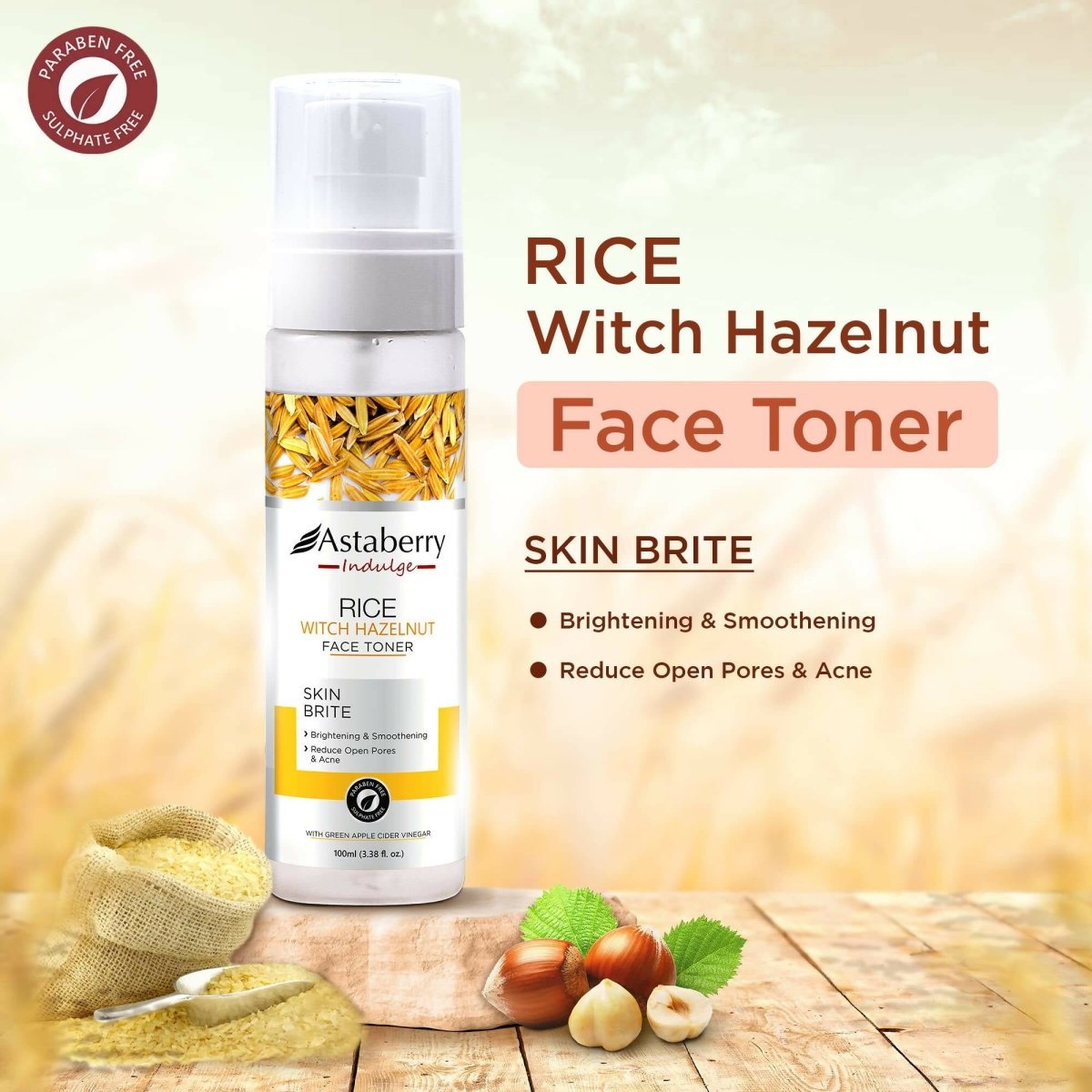 Astaberry Indulge Rice & Witch Hazelnut Facial Toner - Distacart