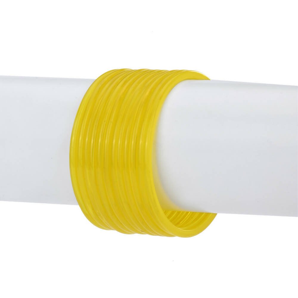 Afast Shining Yellow Glass Wedding, Party, Daily Use Bangle Set, Set Of 12 - Distacart