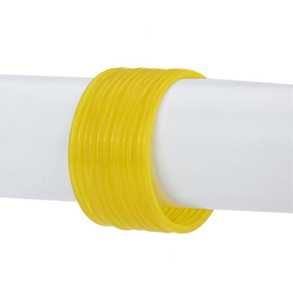 Afast Shining Yellow Glass Wedding, Party, Daily Use Bangle Set, Set Of 12 - Distacart