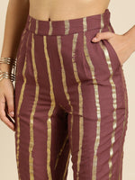 Thumbnail for All About You Women Brown Ethnic Motifs Printed Pure Cotton Kurta with Trousers - Distacart