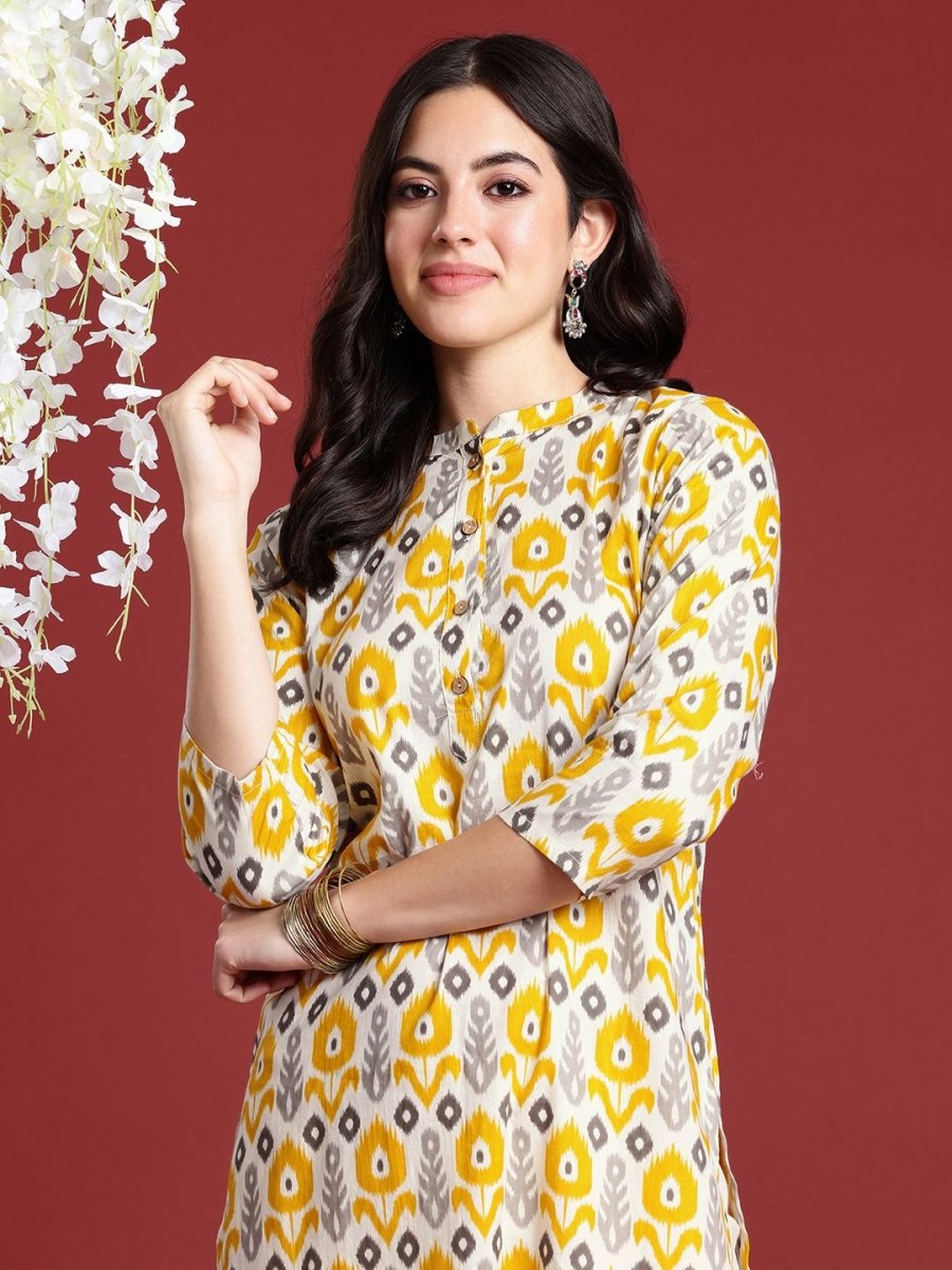 Anouk Ethnic Motifs Ikat Dyed Pure Cotton Kurta - Distacart