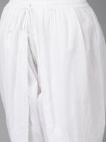 Thumbnail for ADA Women White Cotton Sustainable Hand Embroidered Chikankari A-line Handloom Kurta & Dhoti Pants - Distacart
