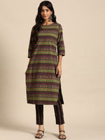 Thumbnail for All About You Women Ethnic Motifs Printed Pure Cotton Kurta with Trousers - Distacart