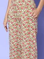 Thumbnail for All About You Cream-Coloured Floral Printed Pure Cotton Kurta With Trousers - Distacart
