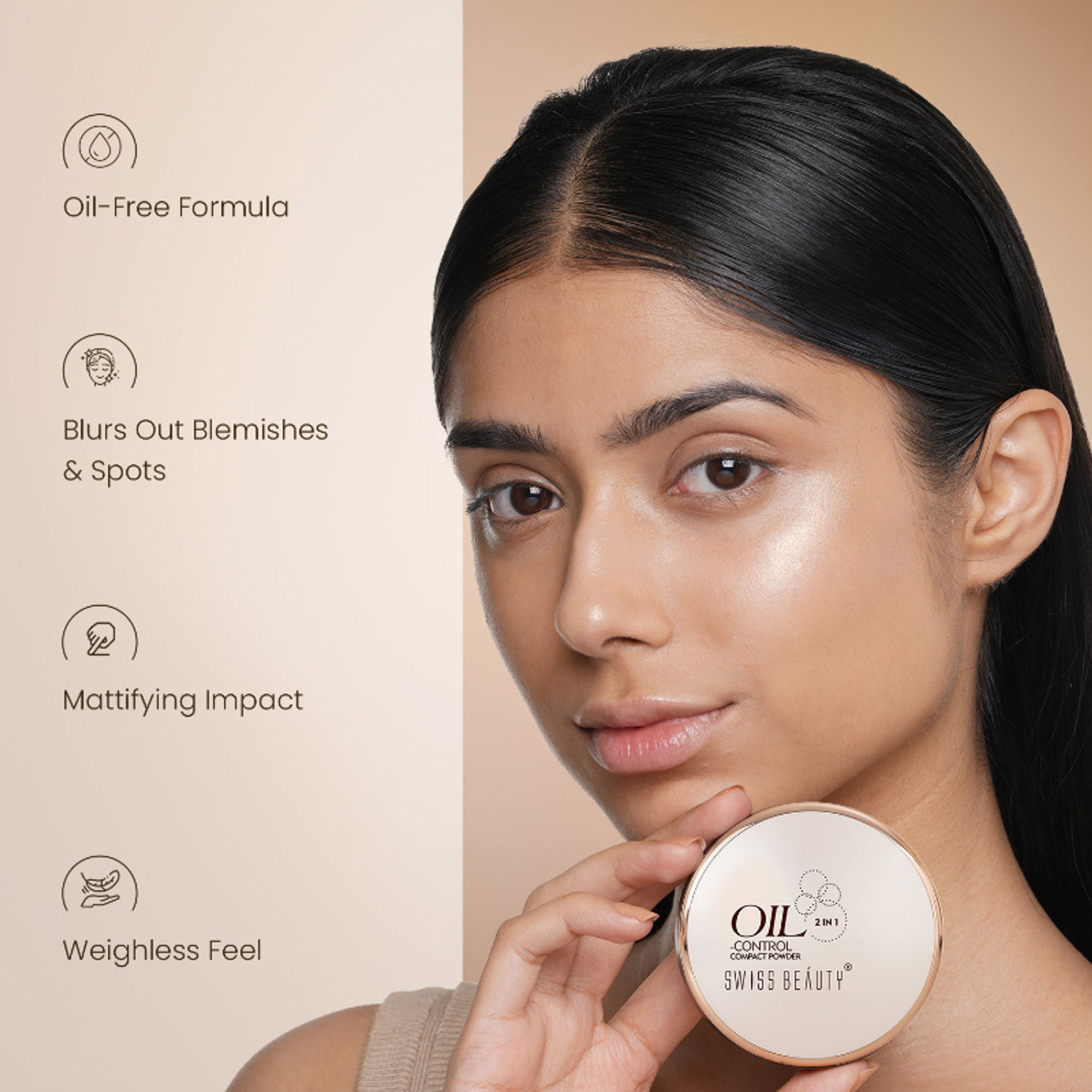 Swiss Beauty Oil Control Compact Powder - 02 Light Medium - Distacart