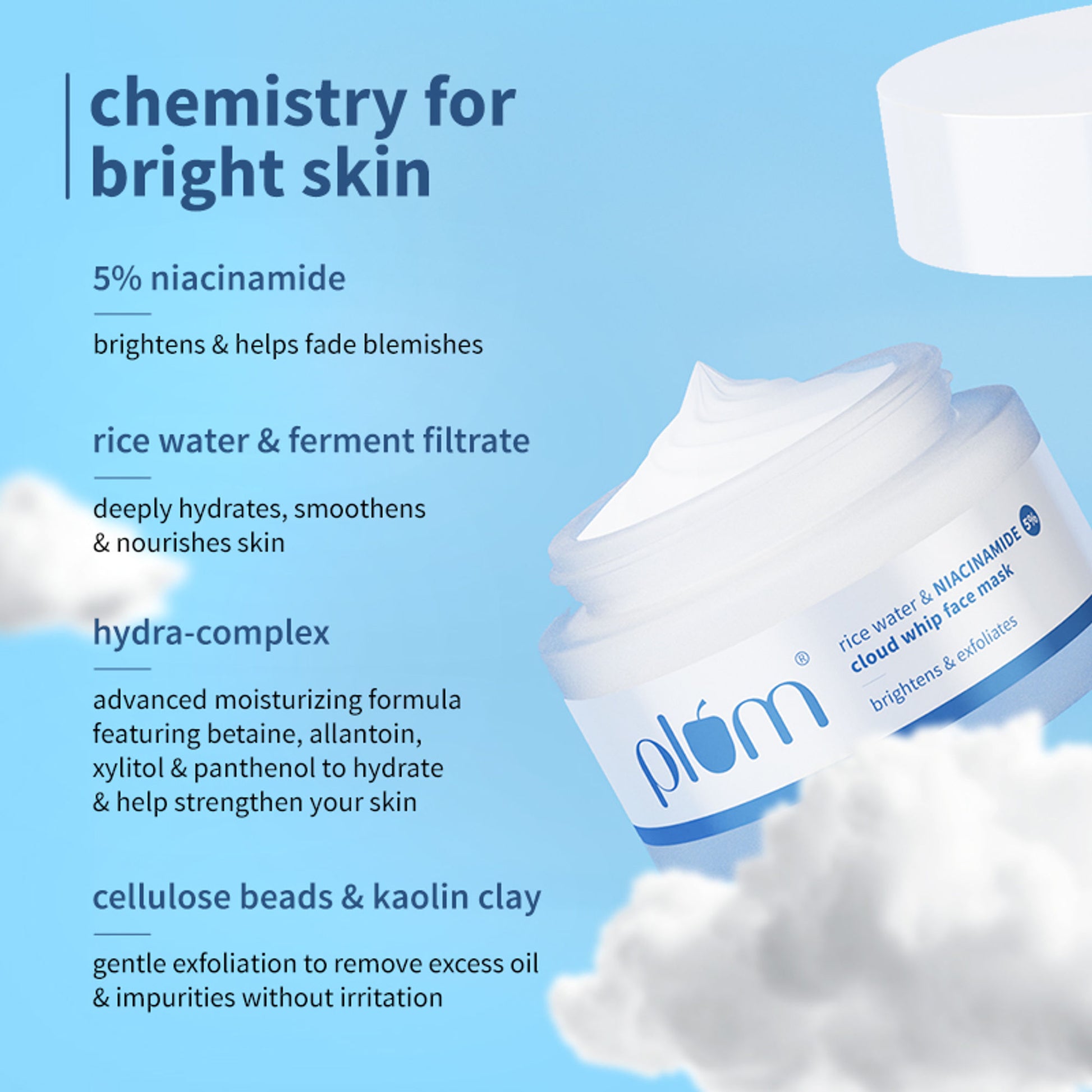 Plum Rice Water & 5% Niacinamide Cloud Whip Face Mask - Distacart