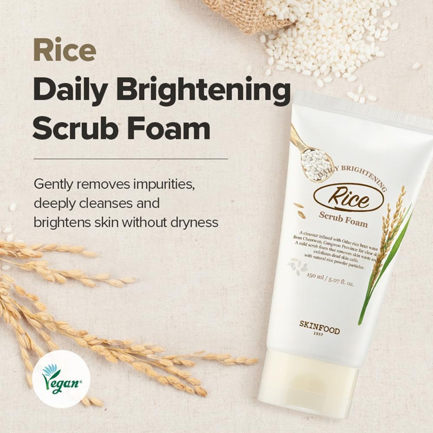 Skinfood Rice Daily Brightening Scrub Foam - Distacart