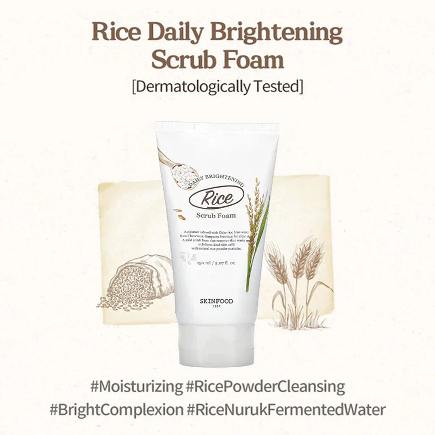 Skinfood Rice Daily Brightening Scrub Foam - Distacart