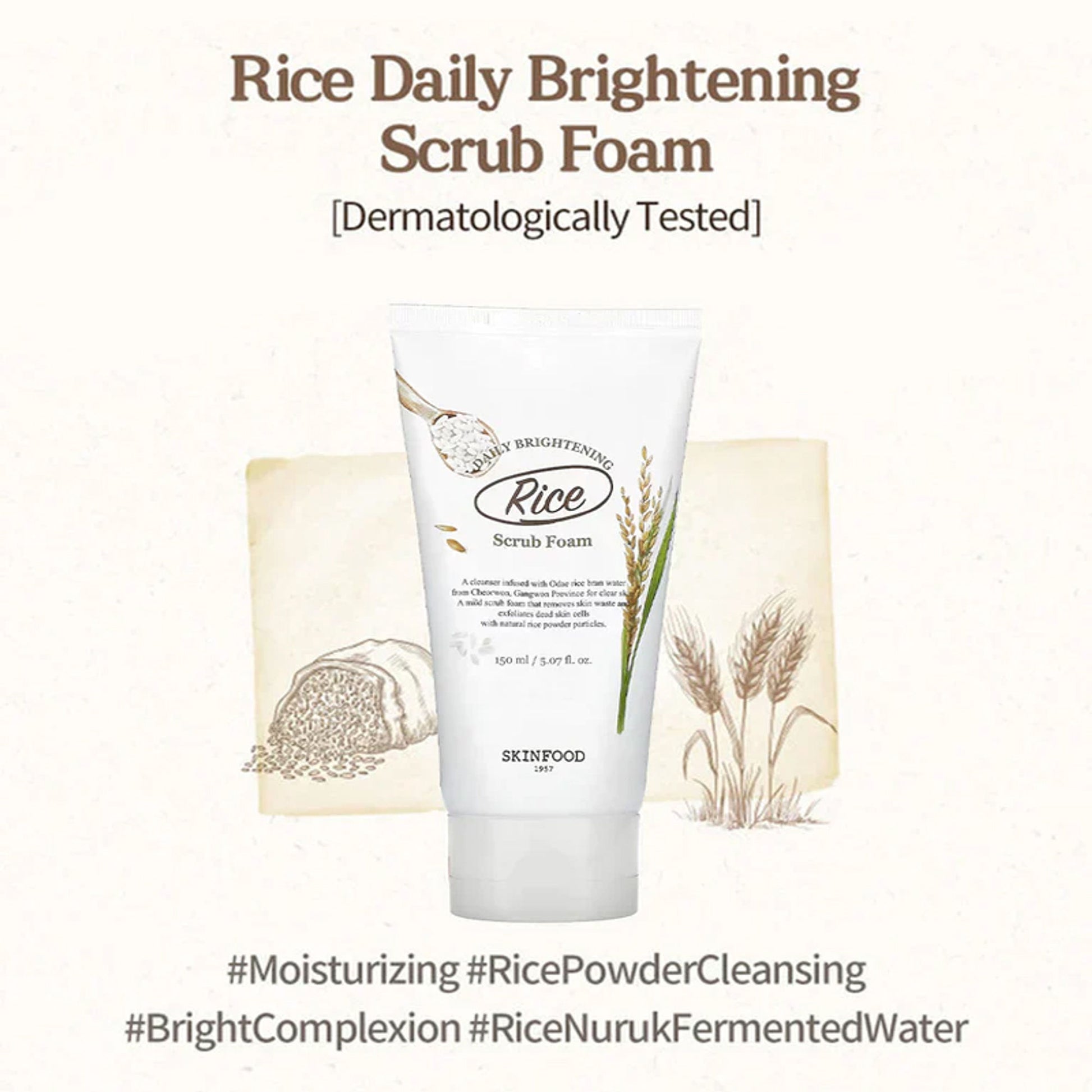 Skinfood Rice Daily Brightening Scrub Foam - Distacart