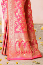 Thumbnail for Joban Fashion Pink Peach Soft Pure Handloom Banarasi Silk Saree