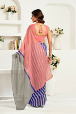 Thumbnail for Vastranavya Royal Blue Digital Printed Linen Ready To Wear Designer Saree with Unstitched Blouse - Distacart