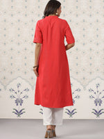 Thumbnail for Ode by House of Pataudi Striped Mandarin Collar Roll Up Sleeves Kurta with Palazzos - Distacart