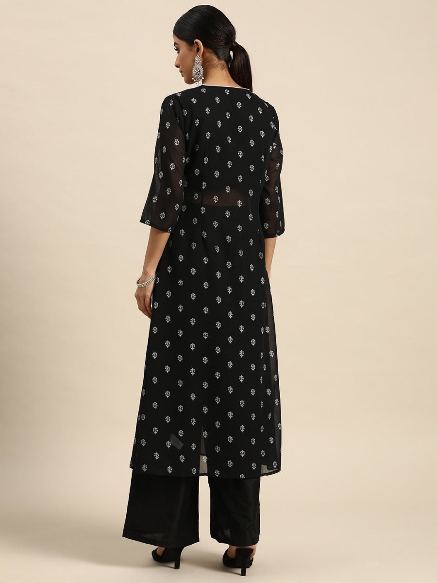 All About You Ethnic Motifs Print High-Slit Kurta with Palazzos - Distacart