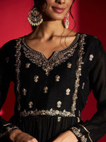 Thumbnail for Kalini Ethnic Motifs Embroidered Thread Work Flared A-Line Kurta With Trousers