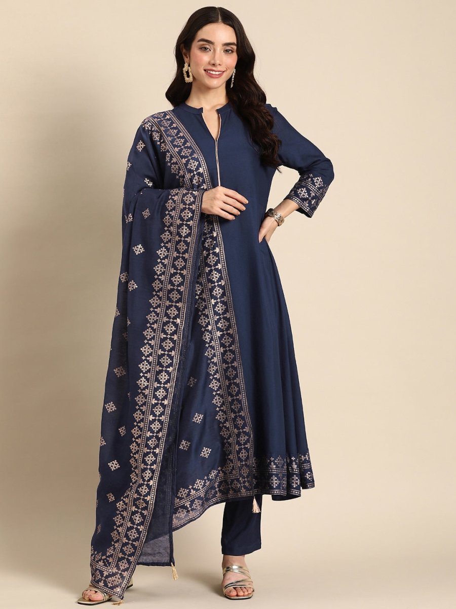 Anouk Printed Kurta with Trousers & With Dupatta - Distacart