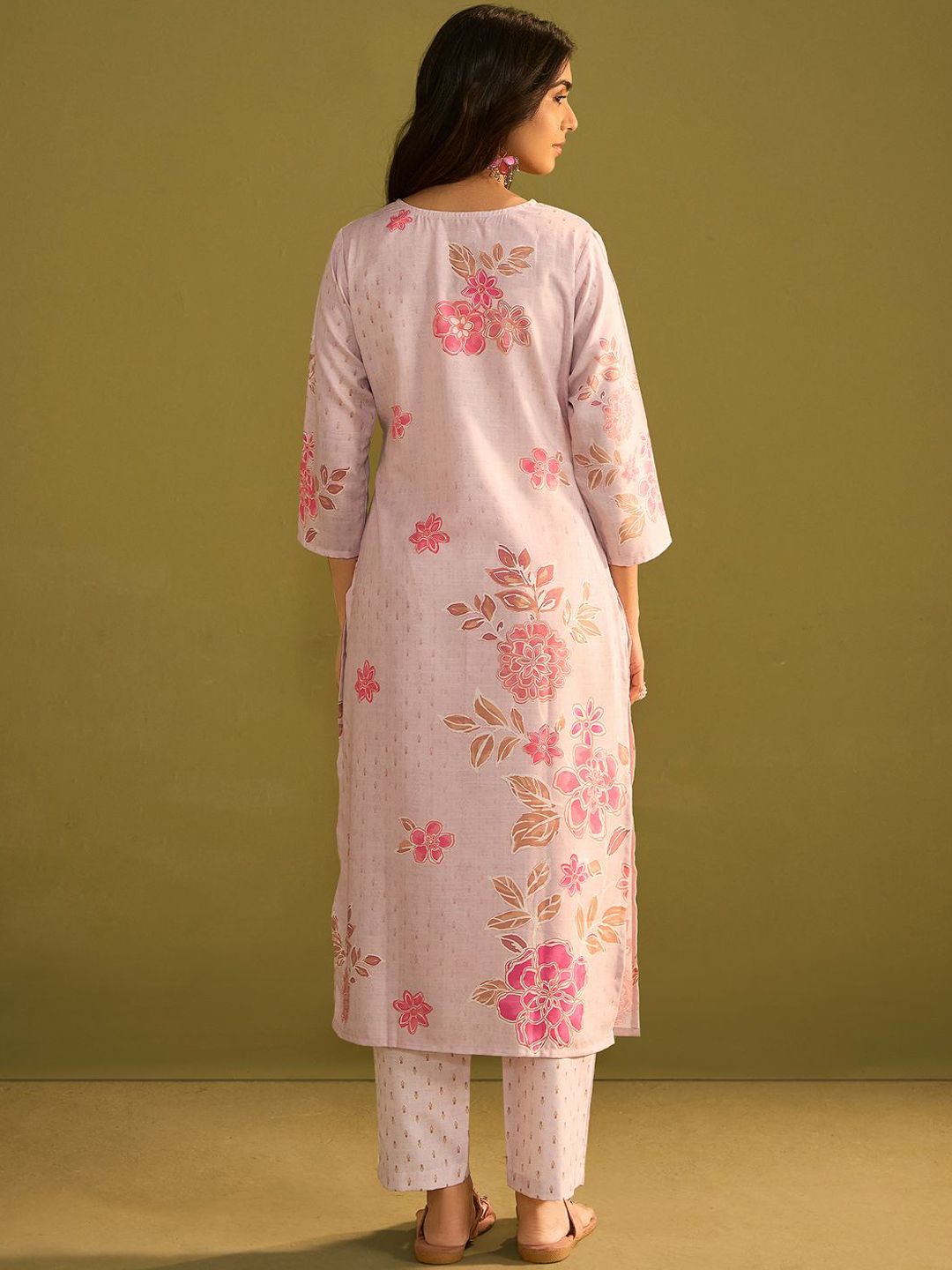 Indo Era Women Floral Printed Regular Kurta with Trousers