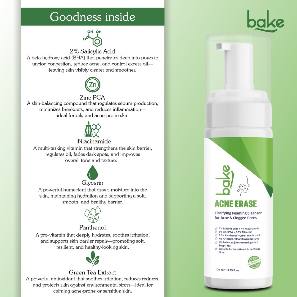 Bake Acne Erase Foaming Face Wash - Distacart