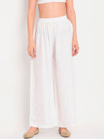Thumbnail for TAG 7 Women White Solid Flared Palazzos