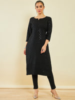 Thumbnail for Soch Ethnic Motifs Embroidered Sequinned Regular Kurta - Distacart