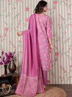 Thumbnail for Ode by House of Pataudi Floral Printed Regular Pure Cotton Kurta with Trousers & Dupatta - Distacart