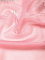 Thumbnail for Anouk Pink Sequinned Organza Saree With Embroidered Border - Distacart