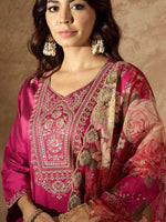 Thumbnail for Indo Era Women Floral Embroidered Regular Kurta with Trousers & With Dupatta