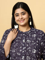 Thumbnail for Sztori Plus Size Floral Printed Pure Cotton Straight Kurta with Trousers